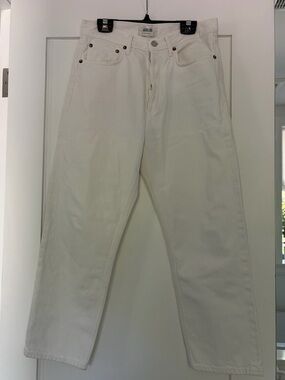 Agolde Women’s White Relaxed Cropped Jeans - Size 28